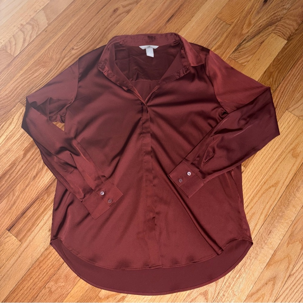 H&M Deep Red Satin Blouse